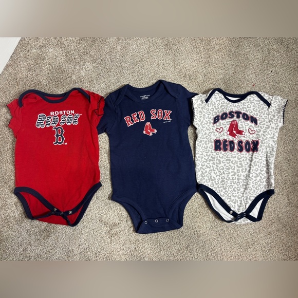 Boston Red Sox MLB Size 18 months baby girl bodysuits toddler girl lot of 3 - Picture 1 of 2